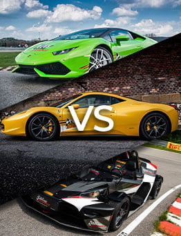 Jazda Lamborghini Huracan vs Ferrari Italia F458 vs KTM X-BOW