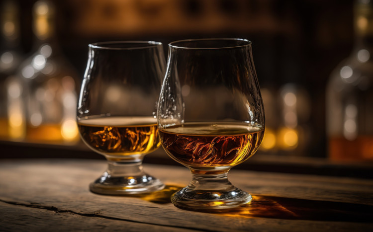 bourbon w okrągłych szklankach