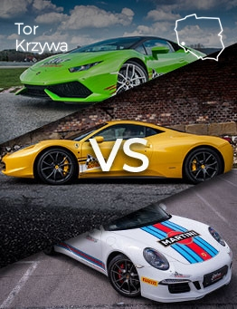 Jazda Lamborghini Huracan vs Ferrari 458 Italia vs Porsche 911 – Tor Toruń