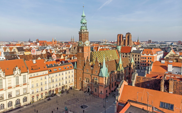Widok na zabytkowe budynki Wrocławia na Starym Mieście