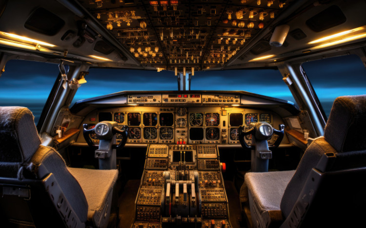 wiernie odwzorowany kokpit samolotu pasażerskiego