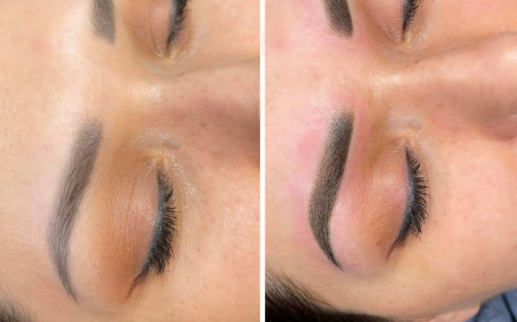 Efekt makijażu permanentnego brwi metodą ombre