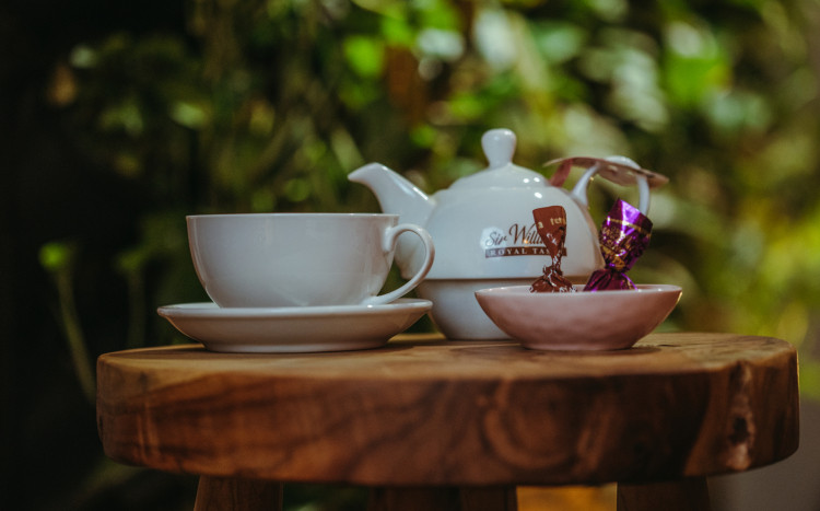 filiżanka i imbryk z herbatą w spa