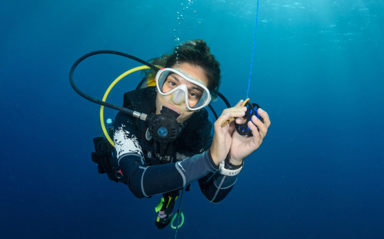 mężczyzna w stroju nurka pod wodą