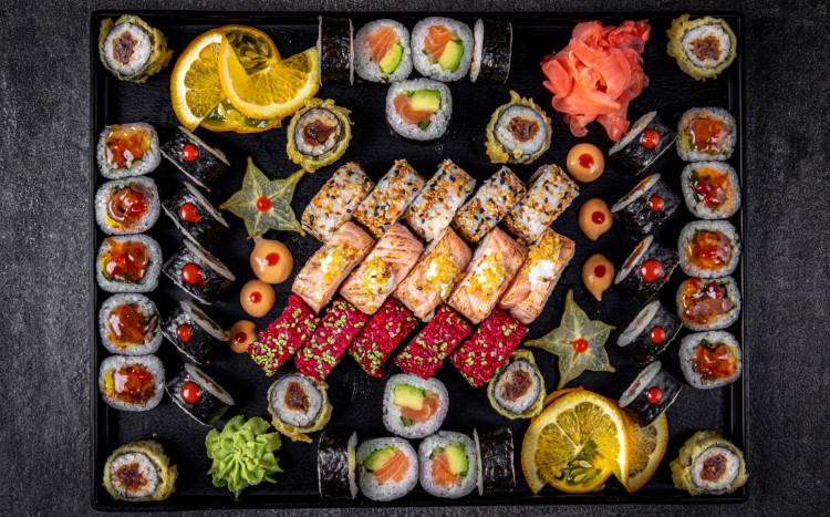 sushi, widok z góry