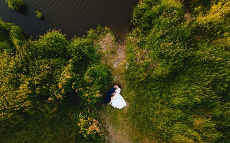 zdjęcie ślubne z drona