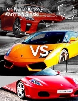 Jazda Lamborghini vs Ferrari vs Nissan – Tor kartingowy Silesia Ring
 Liczba okrążeń-3 okrążenia